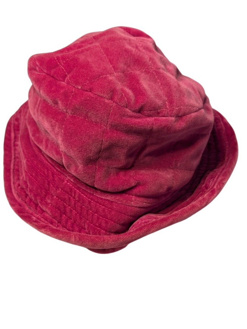 VTG 90s Express Made in Italy Quilted Velvet Cotton Bucket Hat pink Y2K Grunge